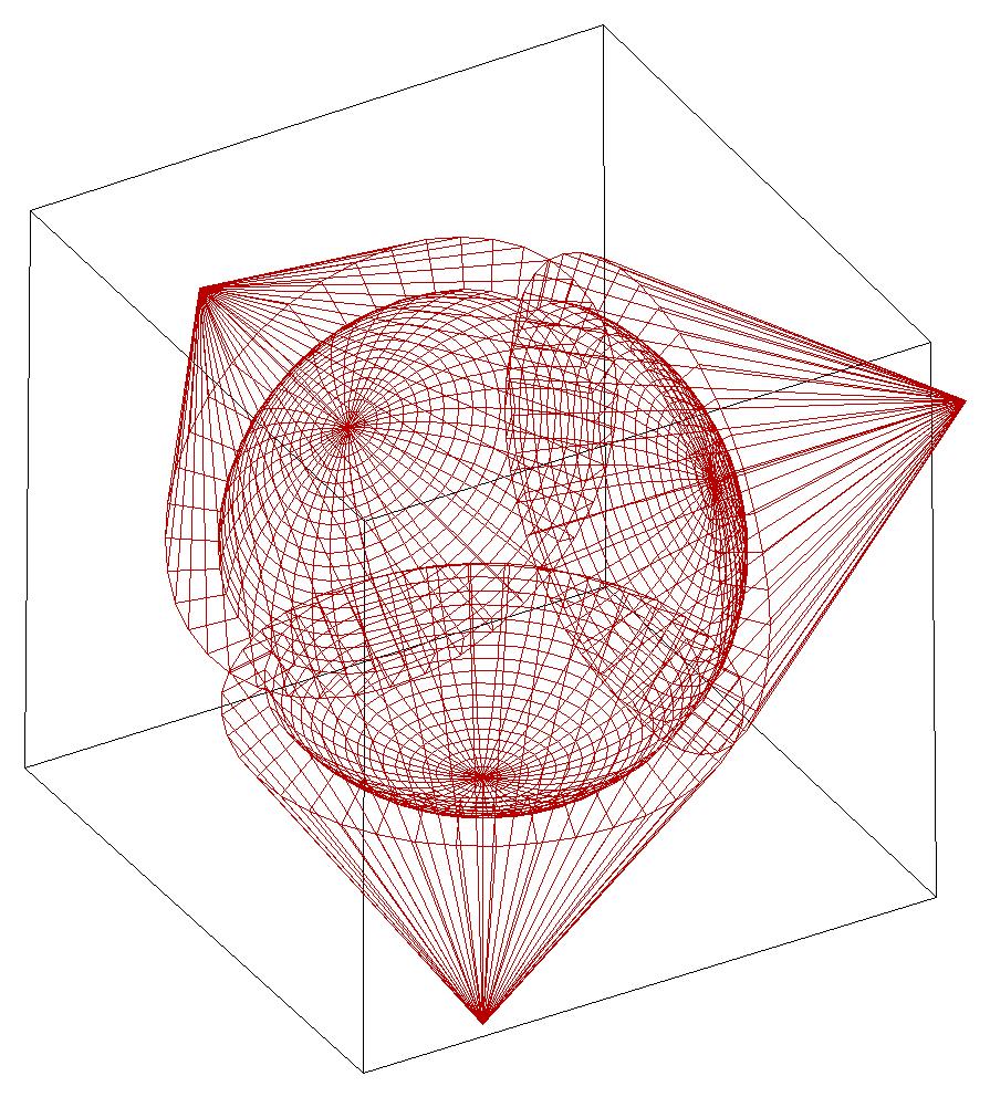 Figure 3  A CAD view showing the swept path of the tool leaving behind a sphere.