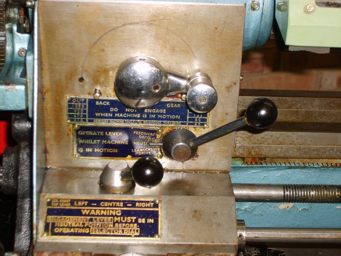 Showing position of leadscrew lever