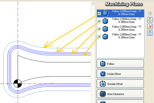 Create individual plans for each offset path created
