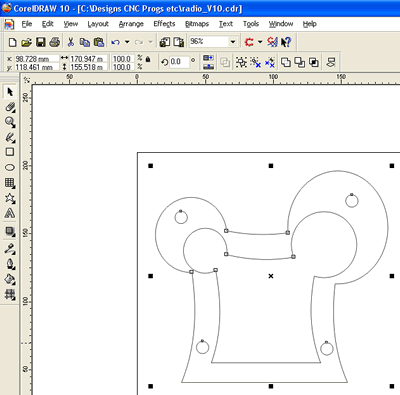 Your shape loaded into Coreldraw 10. Copy