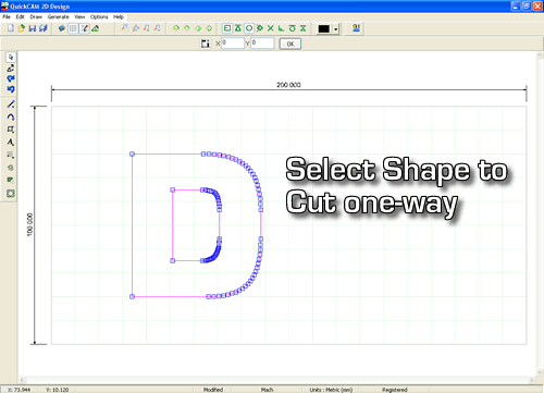 Select the shape you want to raster across in one direction