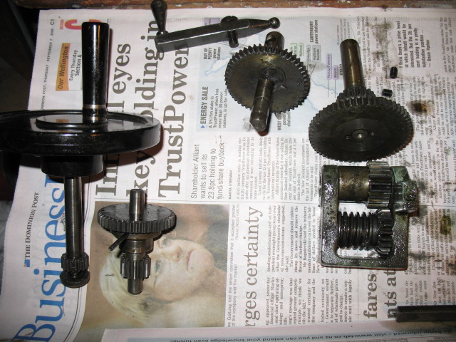 1 of 2 photos showing parts of the apron  laid out before cleaning