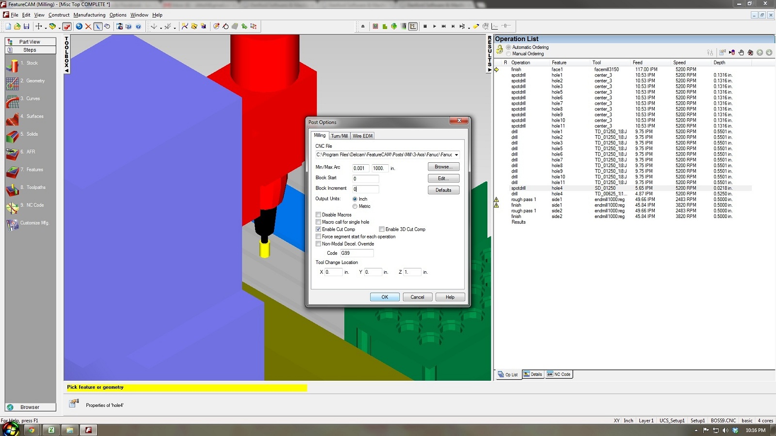 Screenshot of Post processor