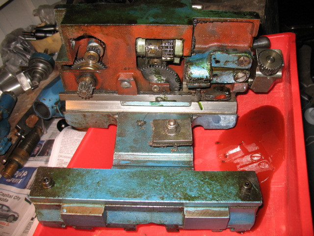 The apron and saddle up side down before stripping down.