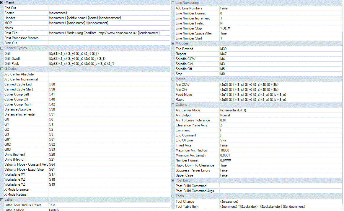 Post processor Settings...