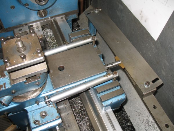 Showing the taper attachment setup.