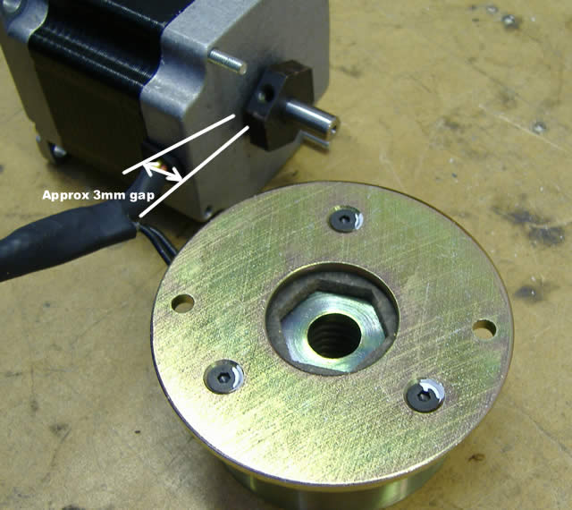 Showing the brake removed from the motor. Problems would occur if the locking grub screw has come loose and the nut has moved.